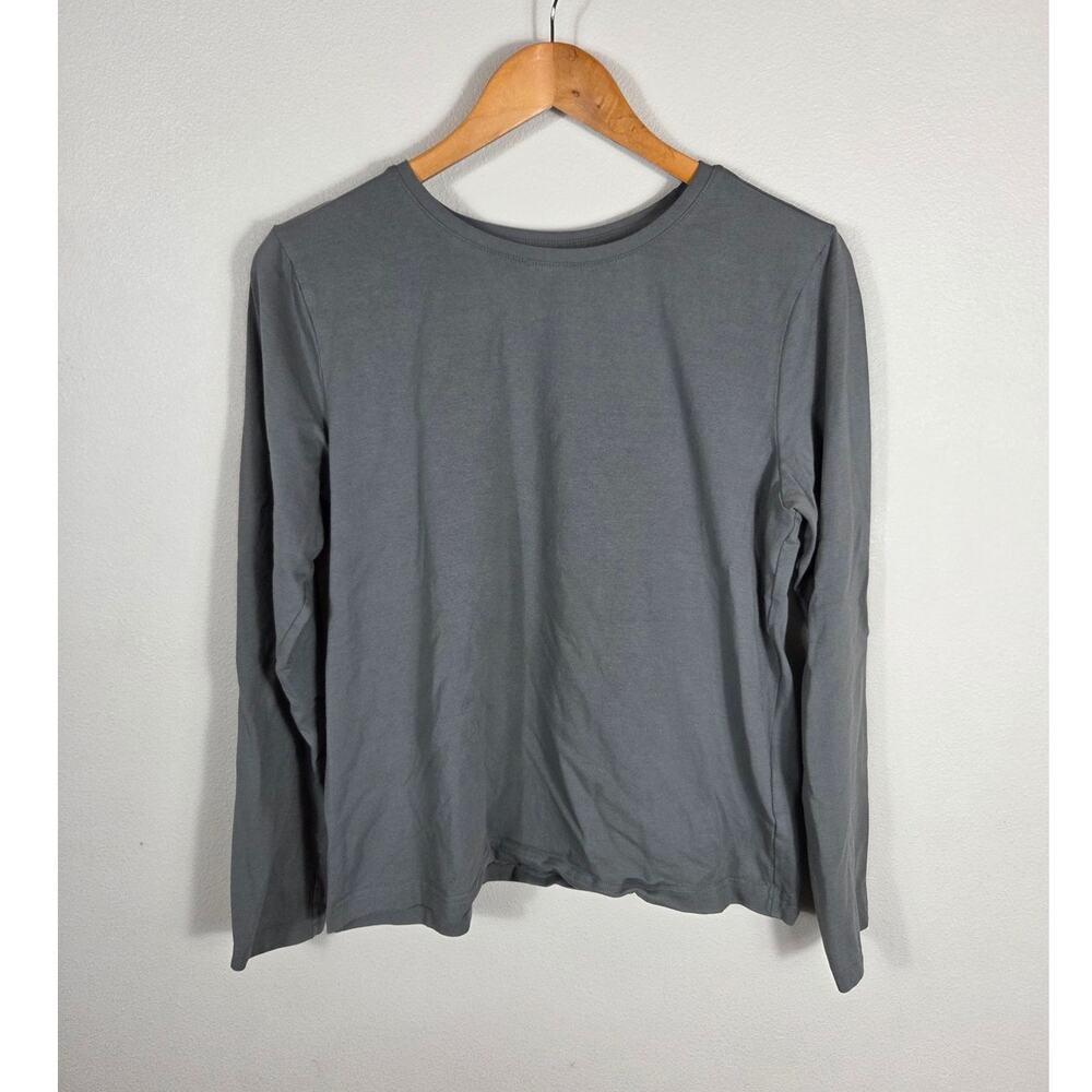 Pact Woman's Organic Cotton Long-Sleeve Base Layer Green/Gray Shirt Size Medium
